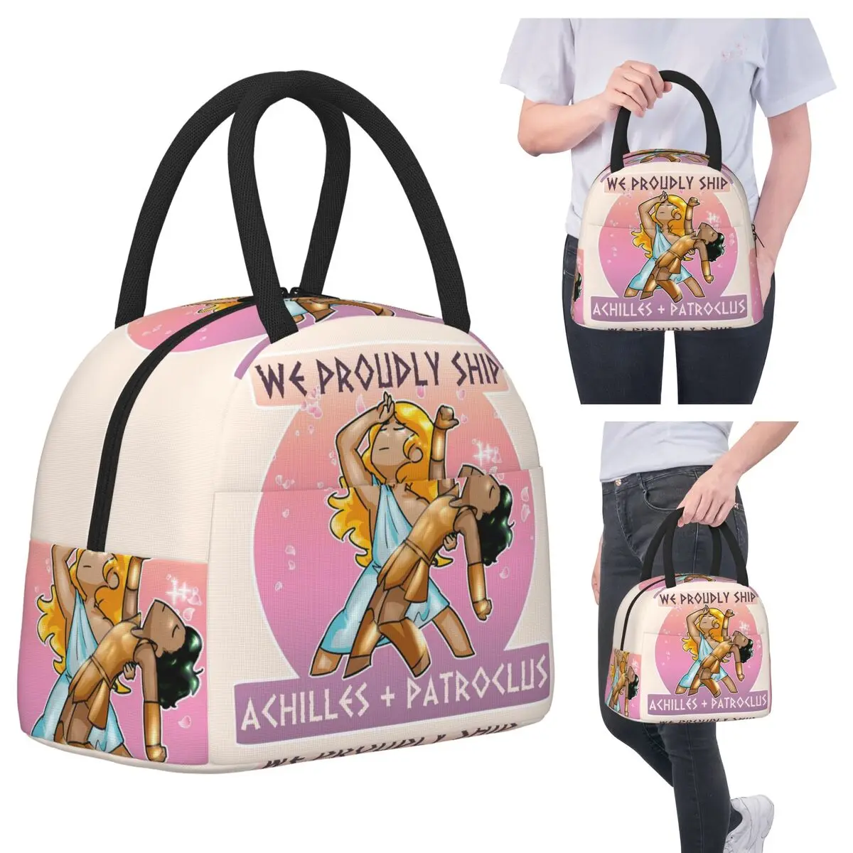 Borse per il pranzo di Achille + Patroclus Bento Box isolato Borsa per il pranzo portatile Borse da picnic riutilizzabili Borsa termica per lavoro studentesco donna