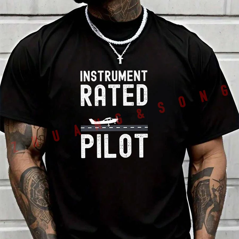 

Футболка Instrument Rated Pilot для мужчин, брендовая мужская футболка, летние футболки, повседневные футболки высокого качества с круглым вырезом