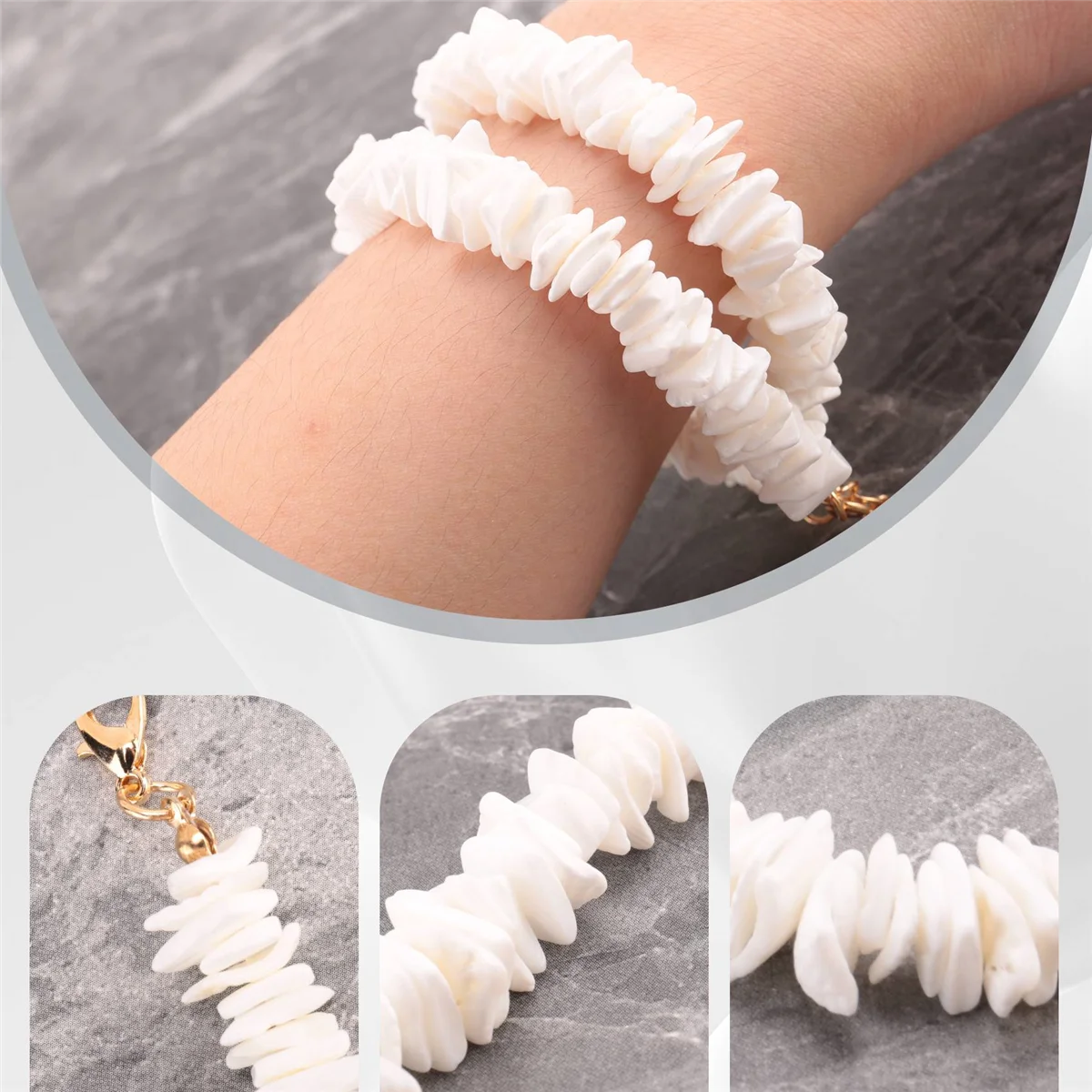 Puka Shell Necklace for Women Boho Tropical Hawaiian Beach Puka Shell Surfer Choker Necklace Jewelry Mens Womens