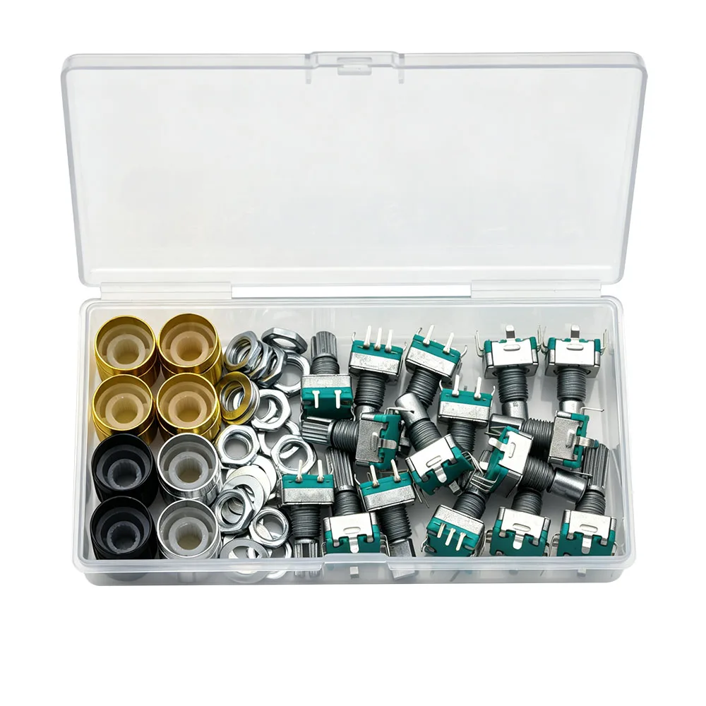16Pcs/box EC11 Rotary Encoder 5 Pin 20 Position 360 Degree Rotation with A Built In Push Button Switch Handle Length 15/20MM