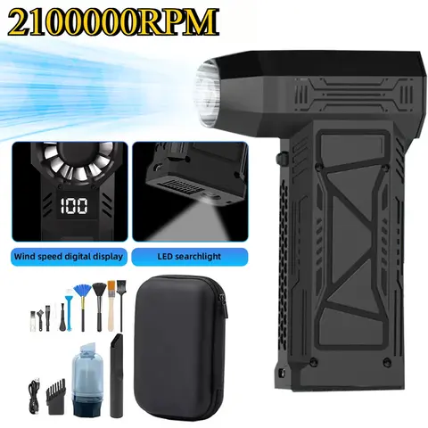 210000 Led 디스플레이 및 조명이 장착된 RPM 미니 터보 제트 팬 전기 공기 먼지떨이 조정 가능한 풍속 송풍기 충전식 눈 송풍기