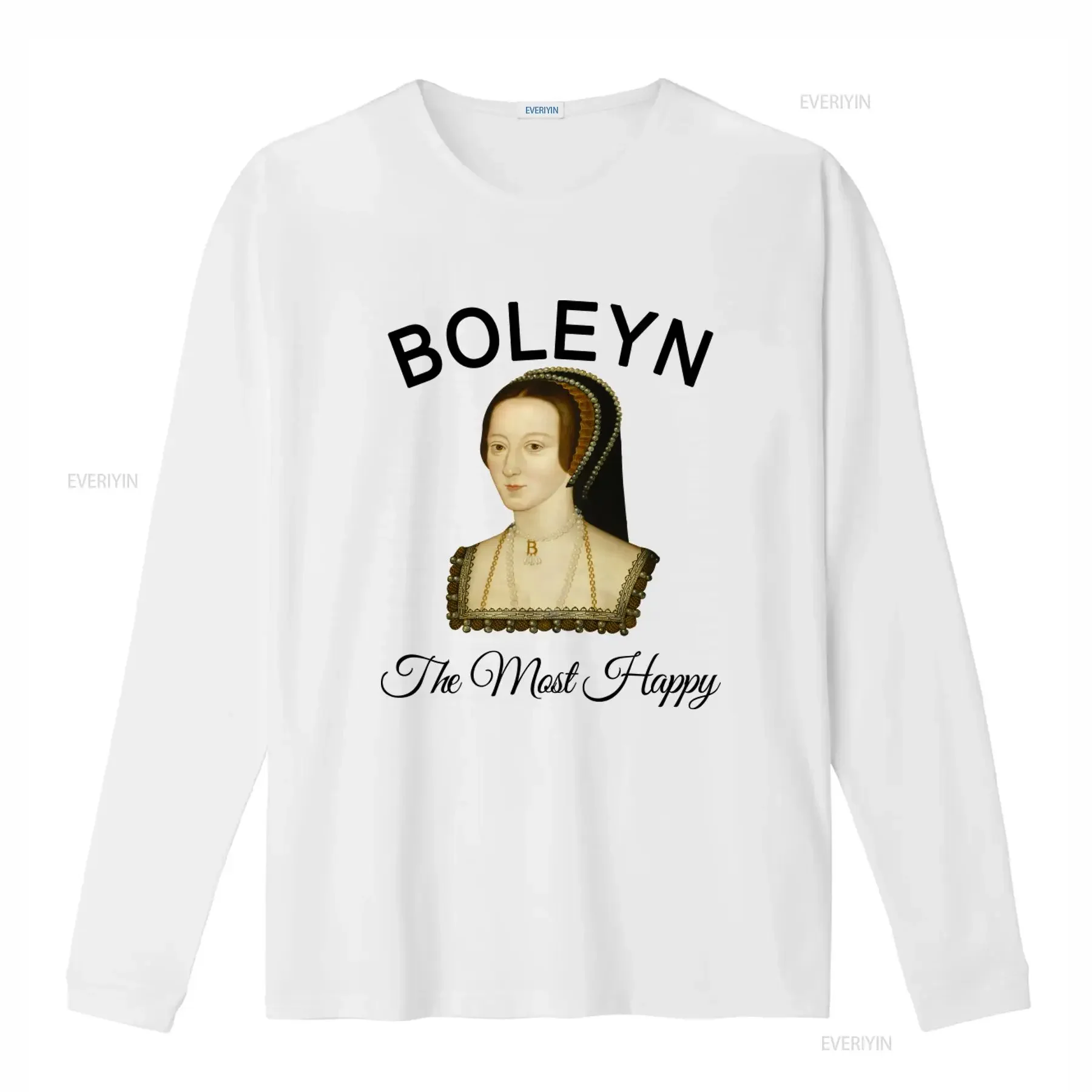 Women's The Most Happy Anne Boleyn Portrait Print T Shirt Historical Fashion Inspired Design vintage Washed designer clothes