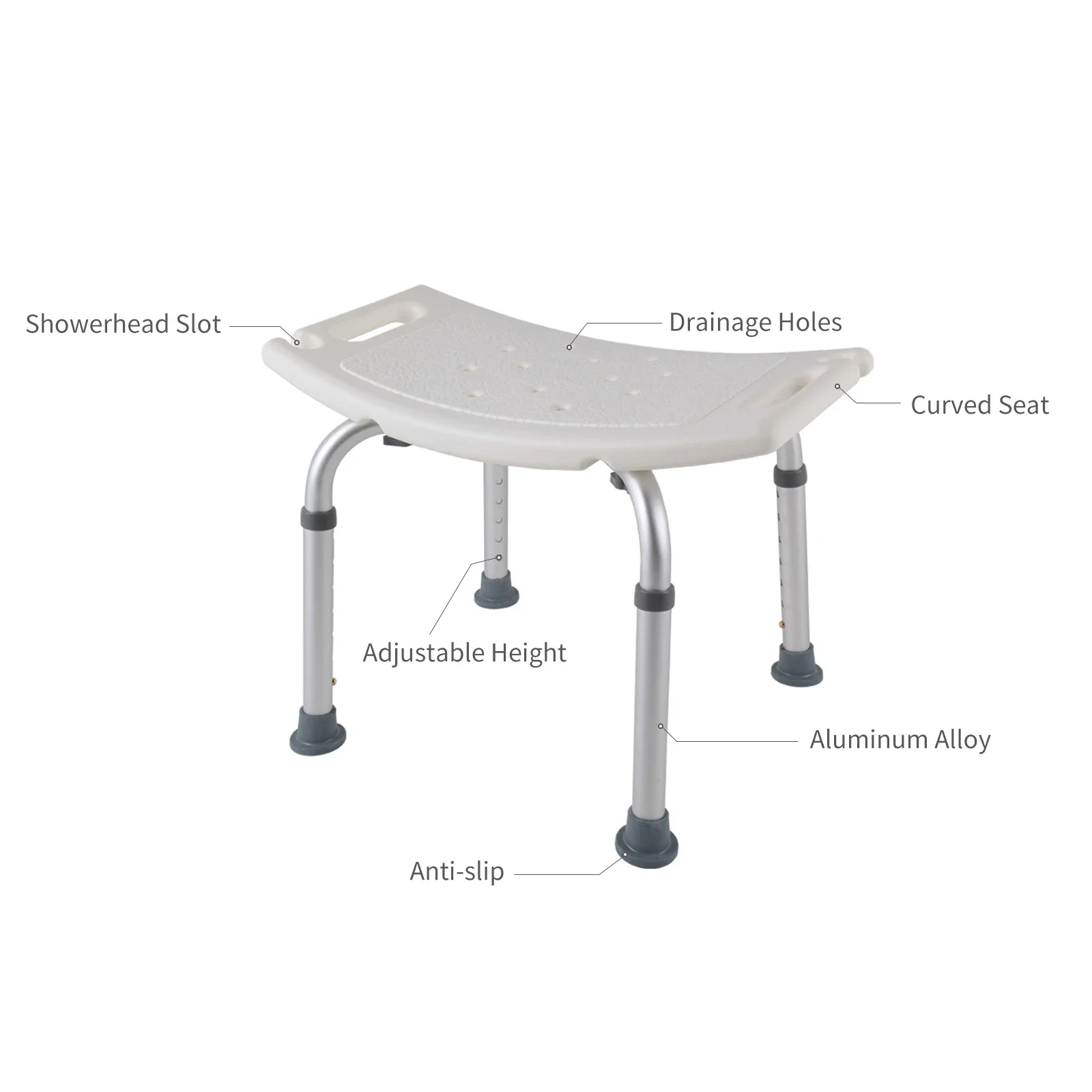 Bathroom Shower Chair Elderly Folding Bath Chair Furniture Stool Shower Bench Non-slip Bath Chair 6 Gears Height Adjustable view 2