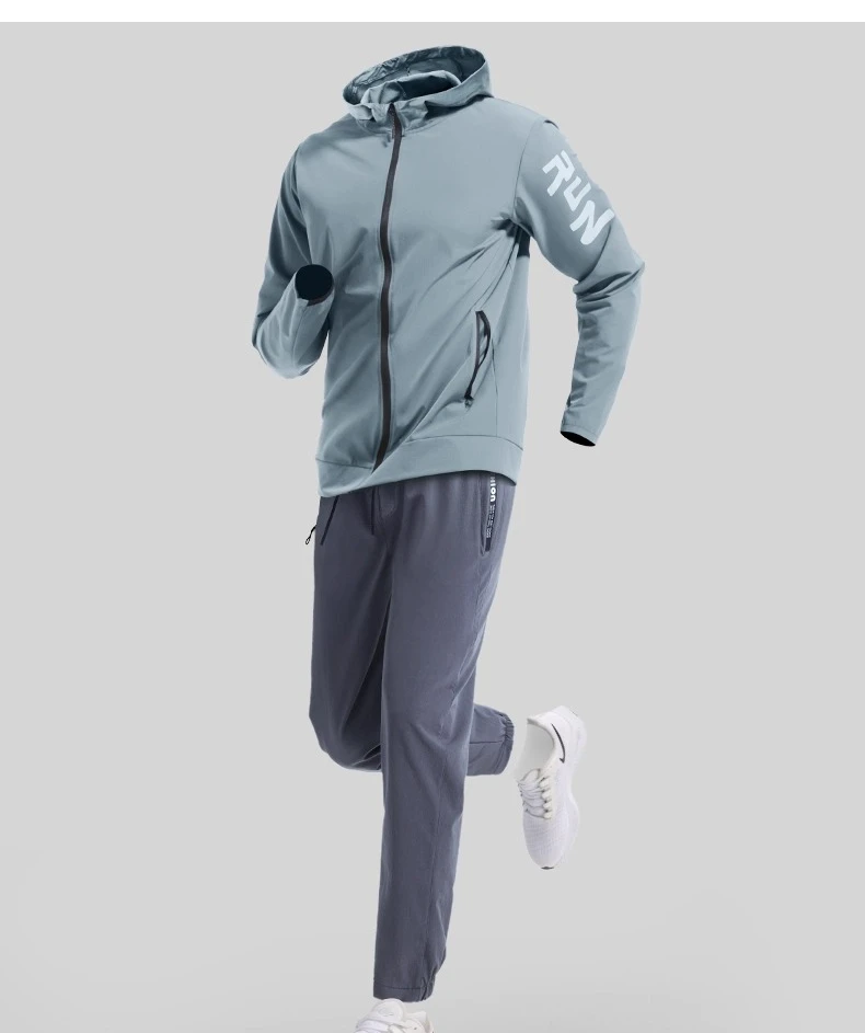 2025 Spring Summer Autumn Green Professional Outdoor Fitness Clothes Set Men Black Light Gray Quick Dry Running Sports Suit