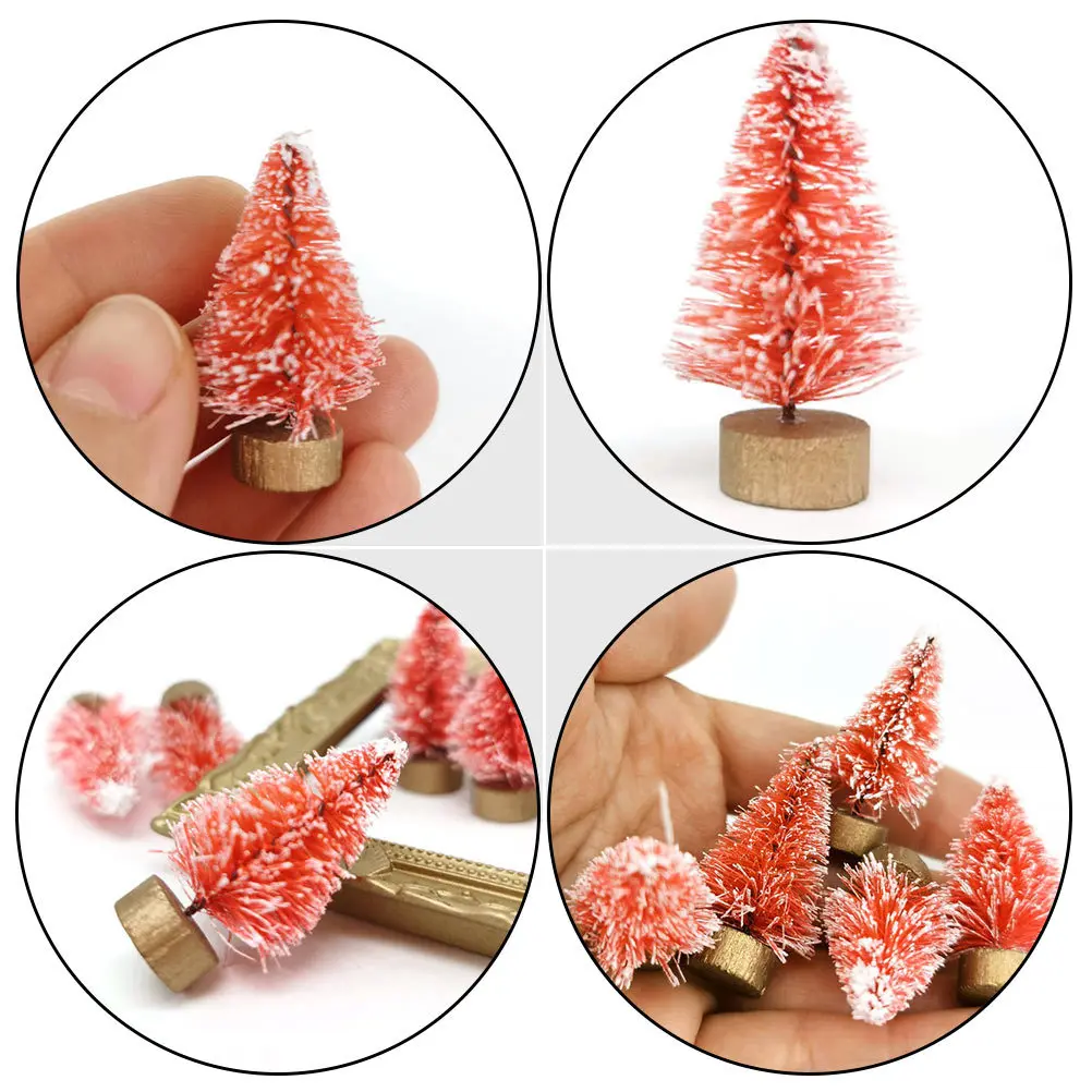 

12pcs Mini Christmas Trees Decorative Tabletop Xmas Tree Decoration Realistic Small Fake Plants For Home Office Fireplace Mantel