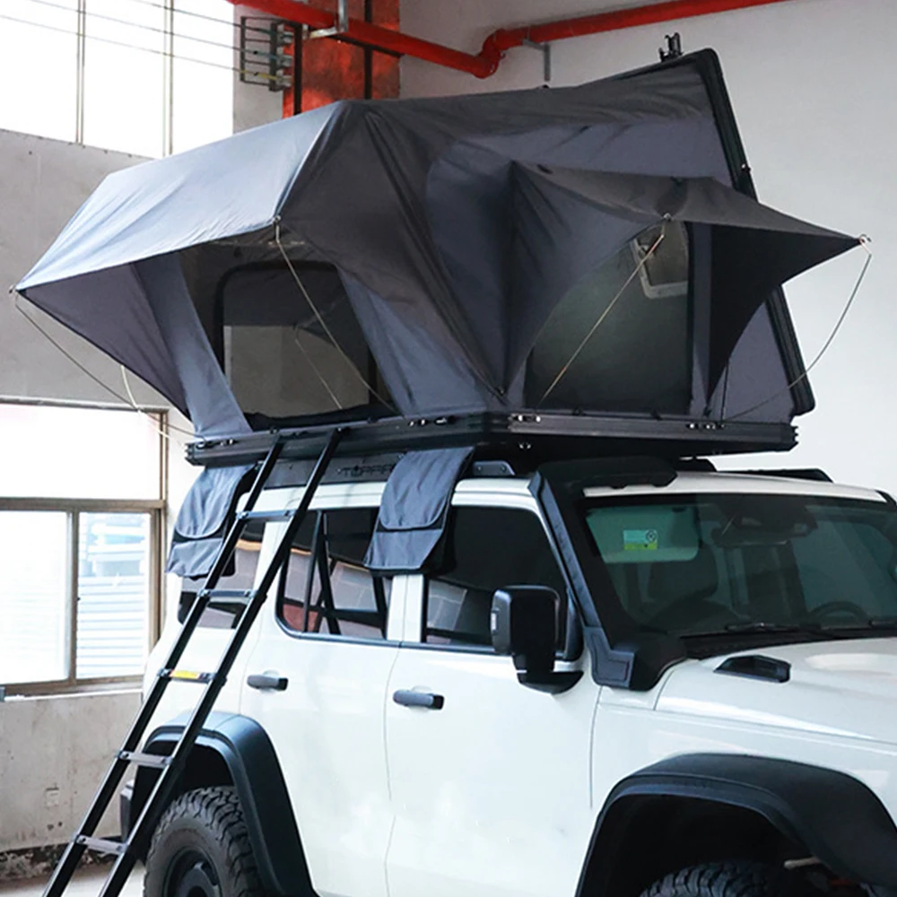 

HOTO 4 Person Aluminum Clamshell Hard Shell Roof Top Tent Car Hardshell Rooftop Tent Rtt for 4x4 Offroad Camping