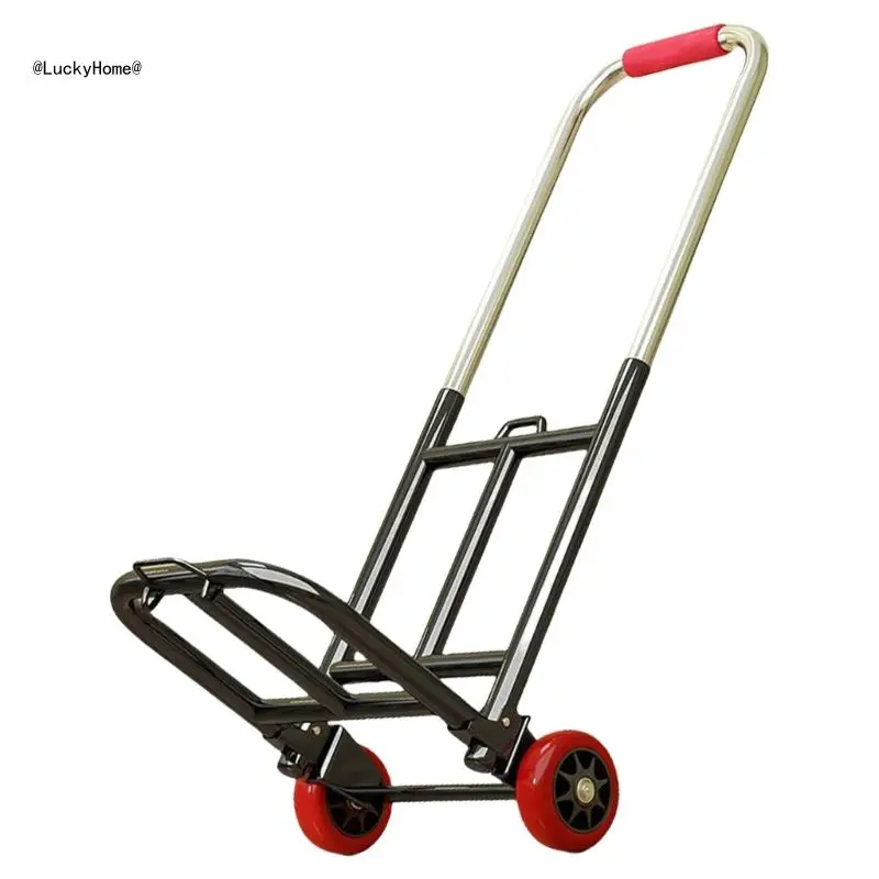 Foldable Utility Wagon Garden Cart Space Efficient Foldaway Handcart Supplies with Stable for Everyday Tasks 11UA