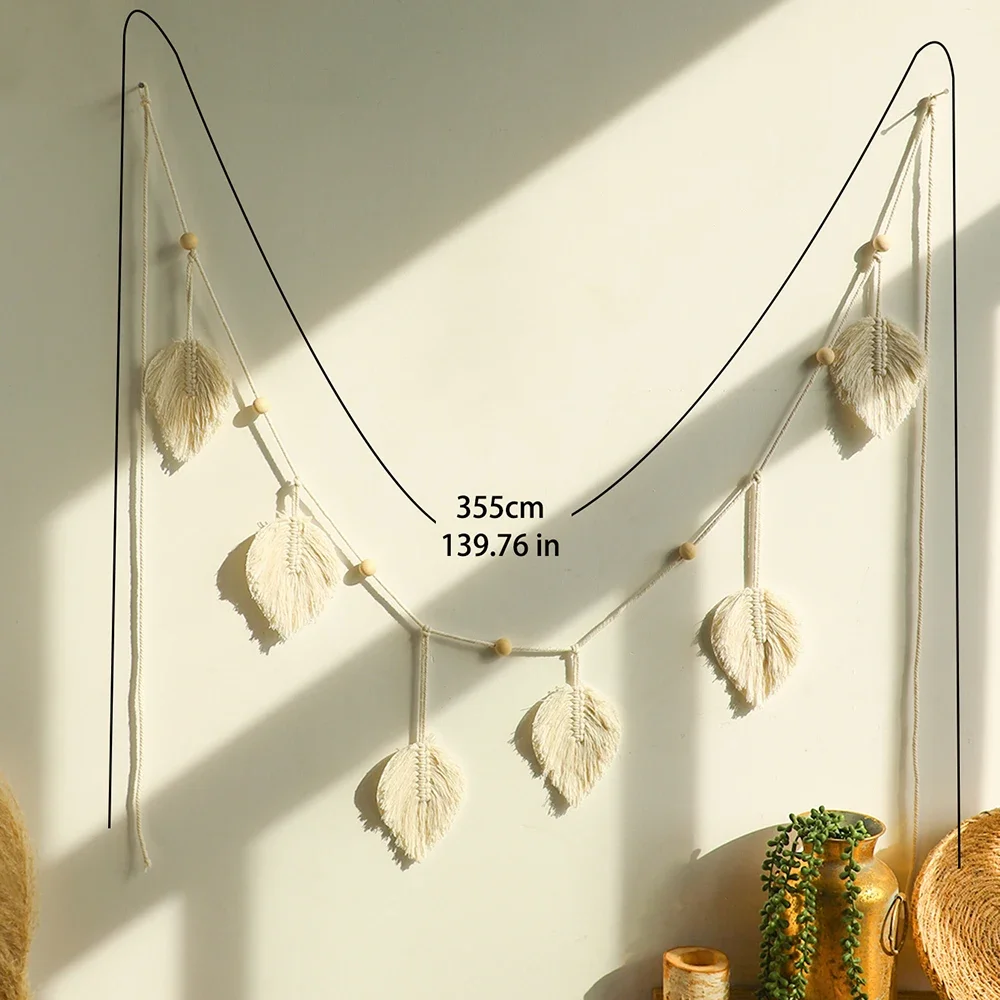 Large Macrame Wall Hanging Boho Leaf Tassels Christmas Decoration Wall Decor Tapestry Home Decorations for Bedroom Living Room