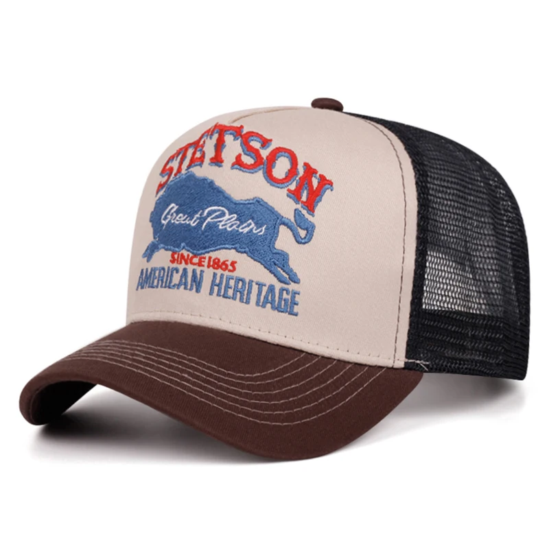 2026 New Breathable Mesh Hat Blue Bull Embroidered Truck Hat Outdoor Daily Commuter Decoration Sunshade Hat Unisex Baseball Hat