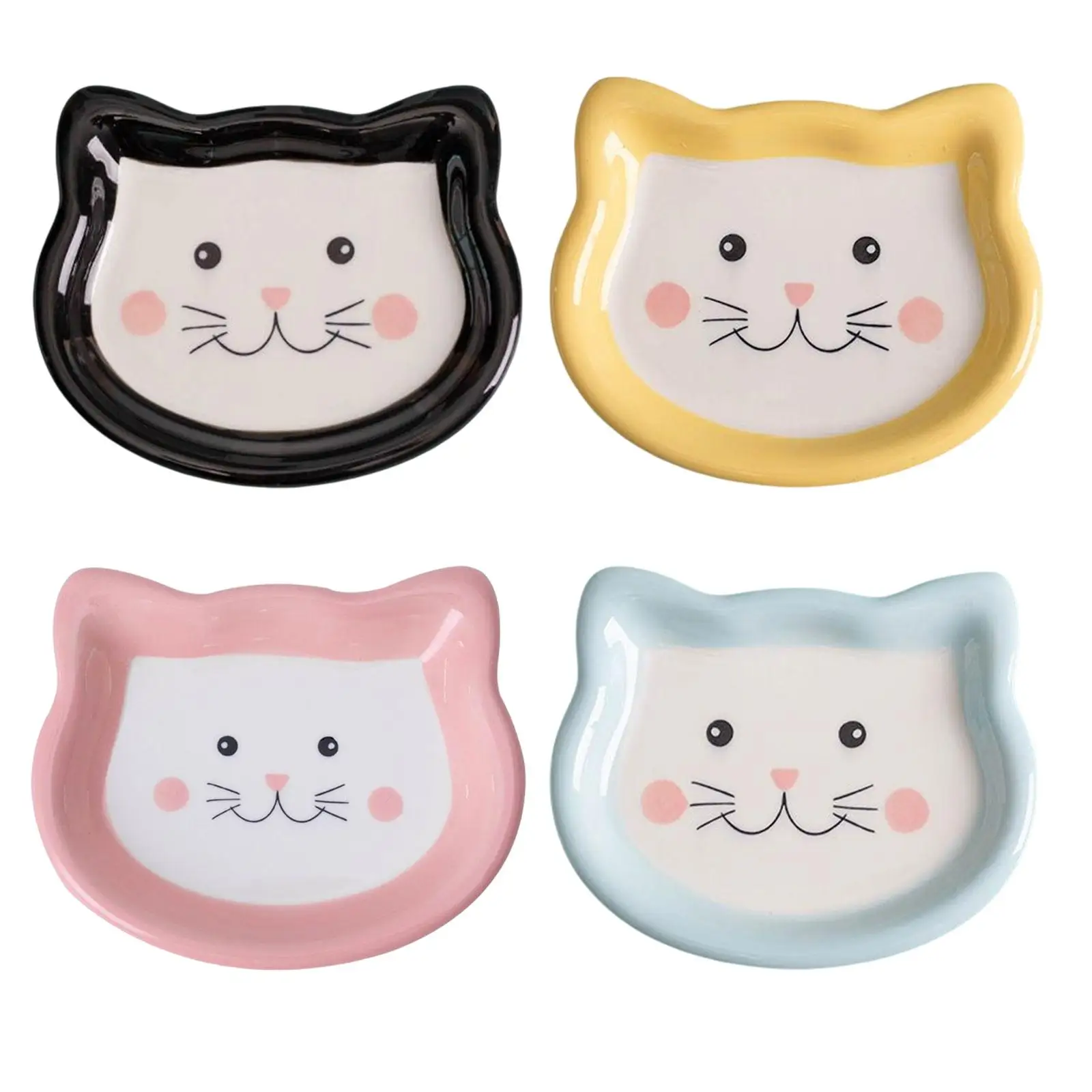 Cartoon Cat Bowl Small Non Skid Saucer Shape Feeder Bowls Plate Ceramics for