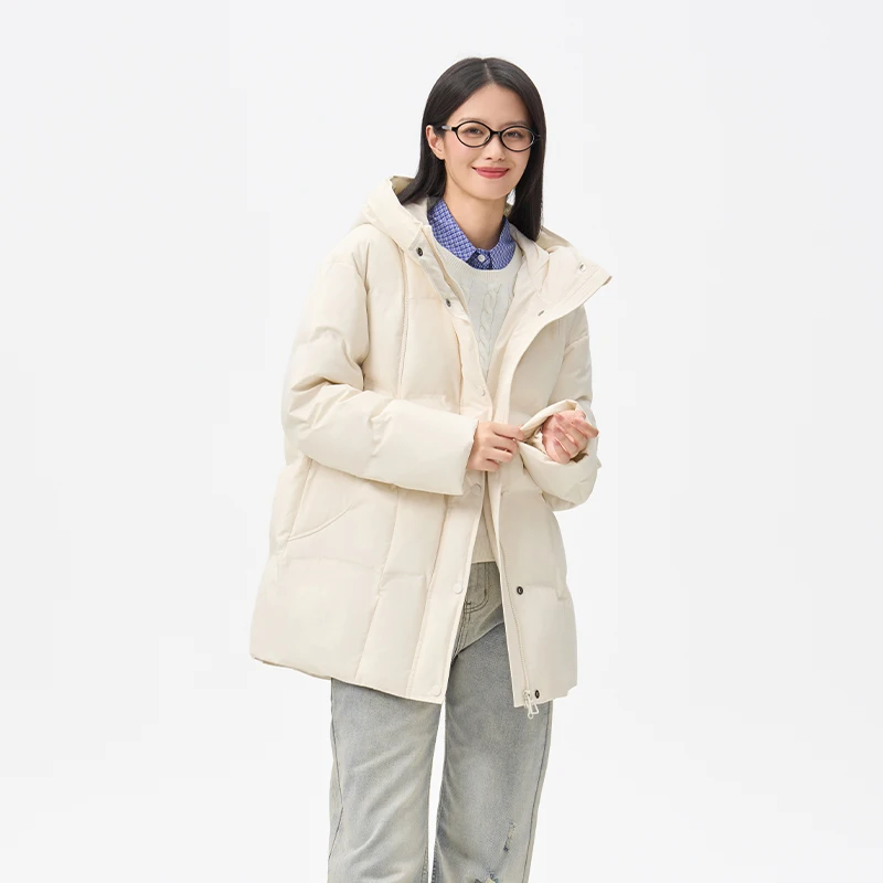 Chericom منتصف طول وسادة مبطنة مقنعين اتجاهين سستة جيوب جانبية مقاوم للماء معطف الشتاء بسيط ملابس امرأة عادية Y318120Y