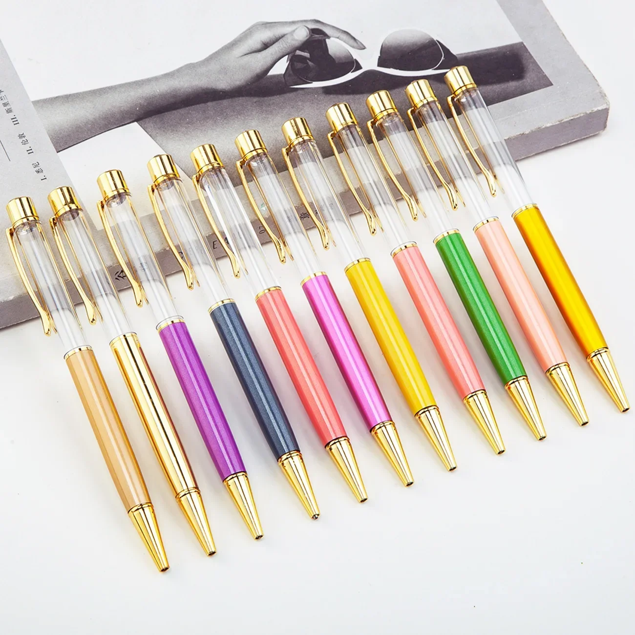 

20pcs diamond air pipe pen manufacturer wholesale spot crystal oil pen accessories DIY top air pipe ball pen with drill