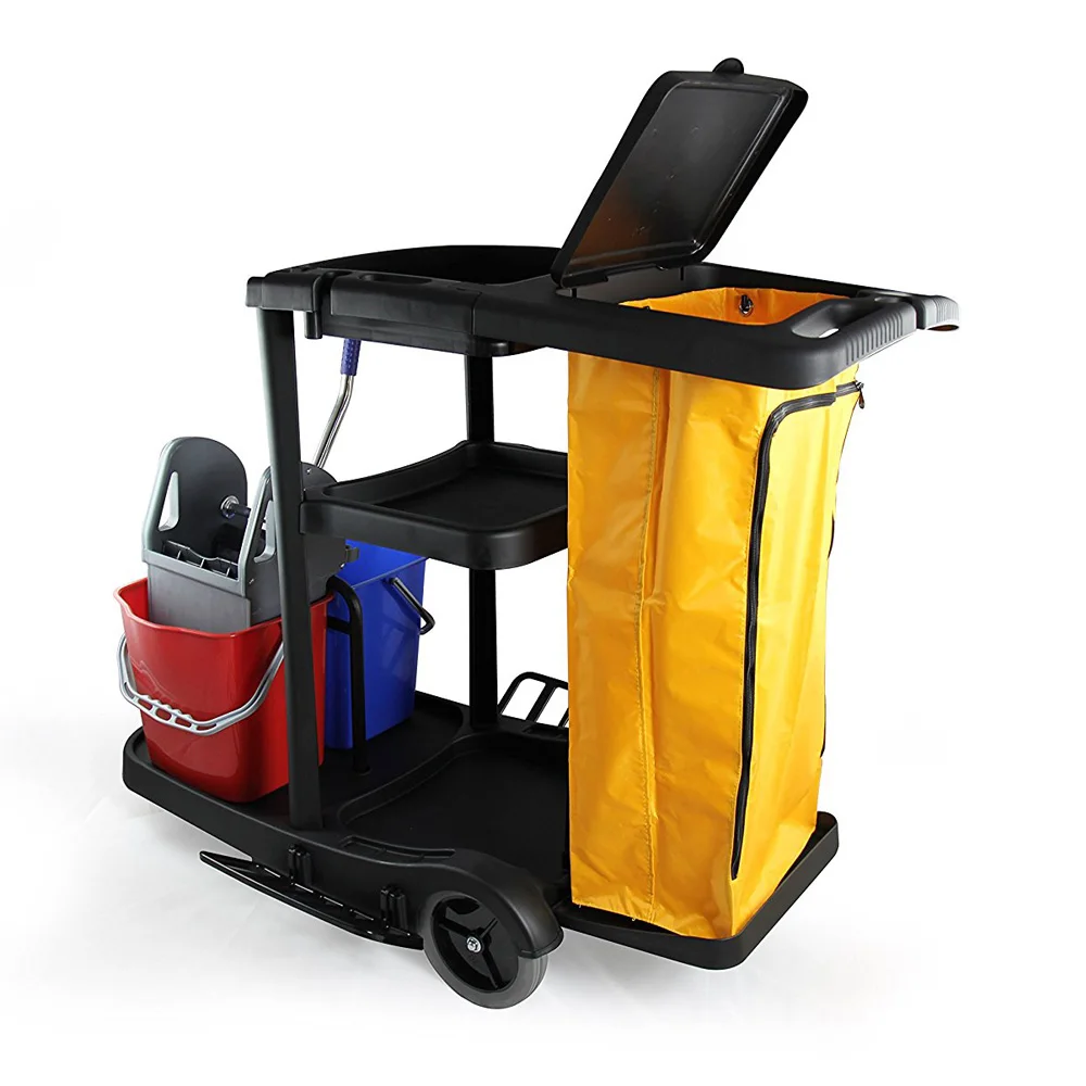 2025 Carrello Janitor in plastica multiuso con cestino per le pulizie ospedaliere