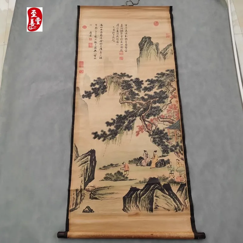 

Rare Hand-painted QingDyansty Chinese vertical axis paintings,Visitor map, hand drawn, free shipping