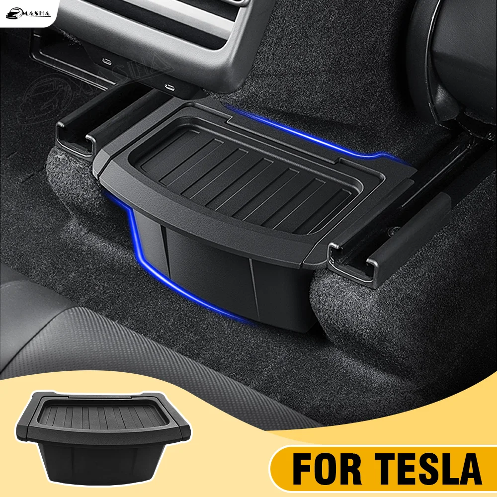 

Rear Center Console Organizer for Tesla New Model Y Juniper 2025 2026 Trash Can with Anti-Slip Lid Cover Backseat Storage Box