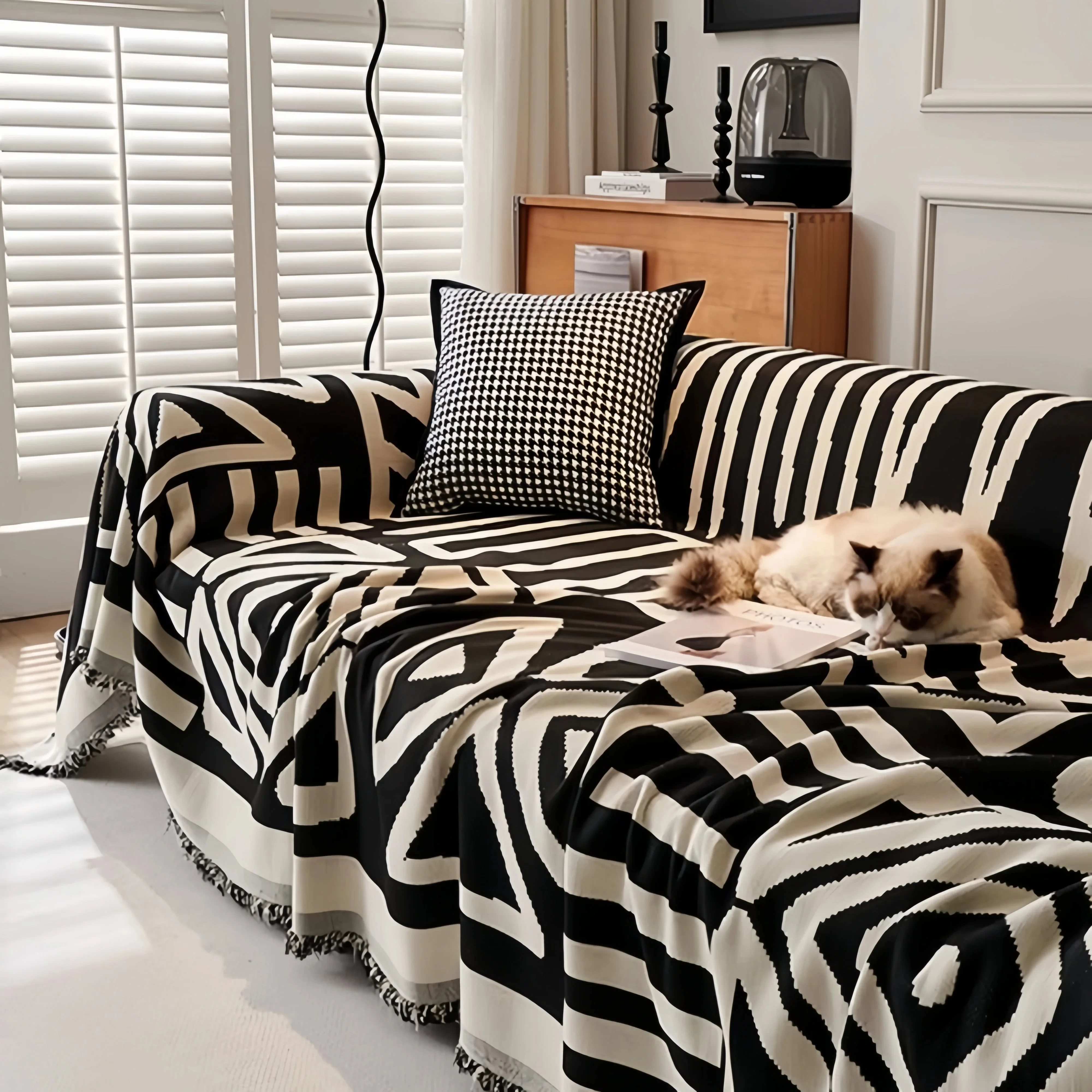 

reversible woven jacquard sofa cover throw in geometric pattern suitable for kinds of sofa blankett bed blanket nap blanket