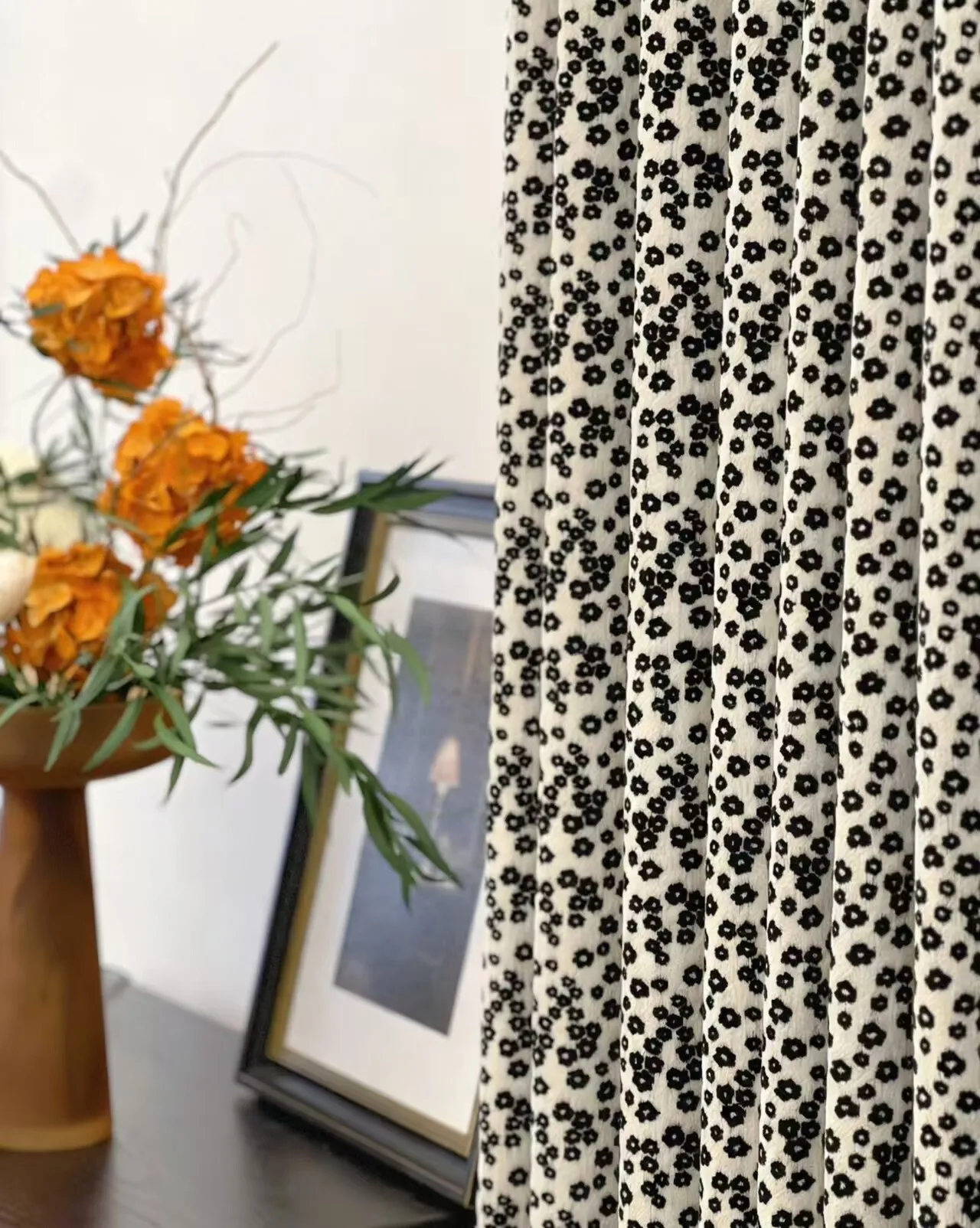 New Black and White Polka Dot Leopard Print Jacquard Thickened Chenille Fringe Curtains for Living Room and Bedroom Partition