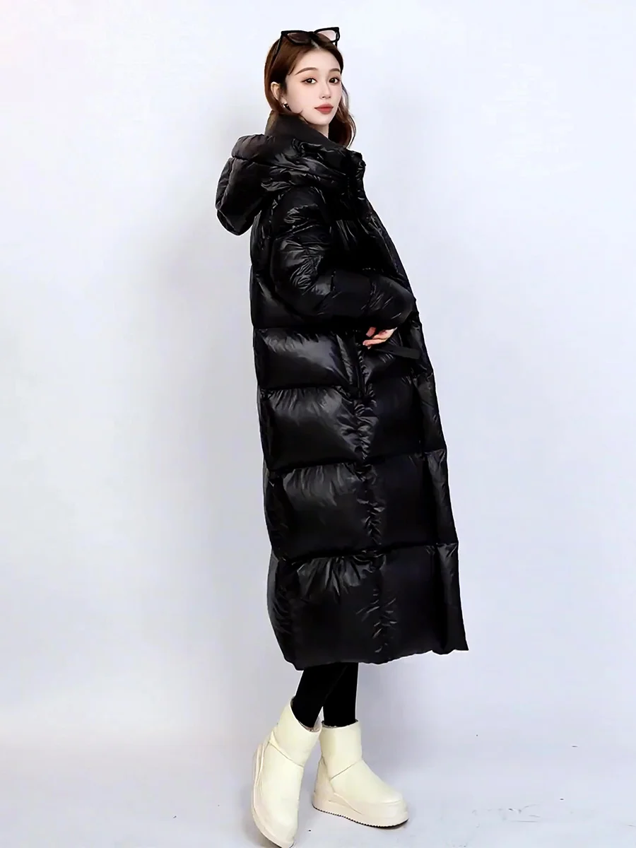 Abrigo Largo de Invierno para Mujer, Estilo Jaet, Color Blanco, con Plumón, Resistente al Frío Extremo, para Viajar al Trabajo, con Gorro