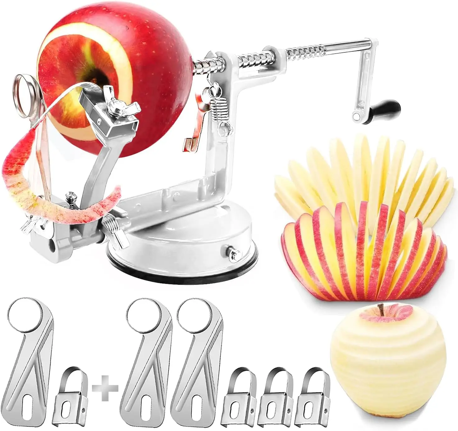 

Apple Peeler Corer, Long lasting Chrome Cast Magnesium Alloy Apple Peeler Slicer Corer with Stainless Steel Blades and Powerful