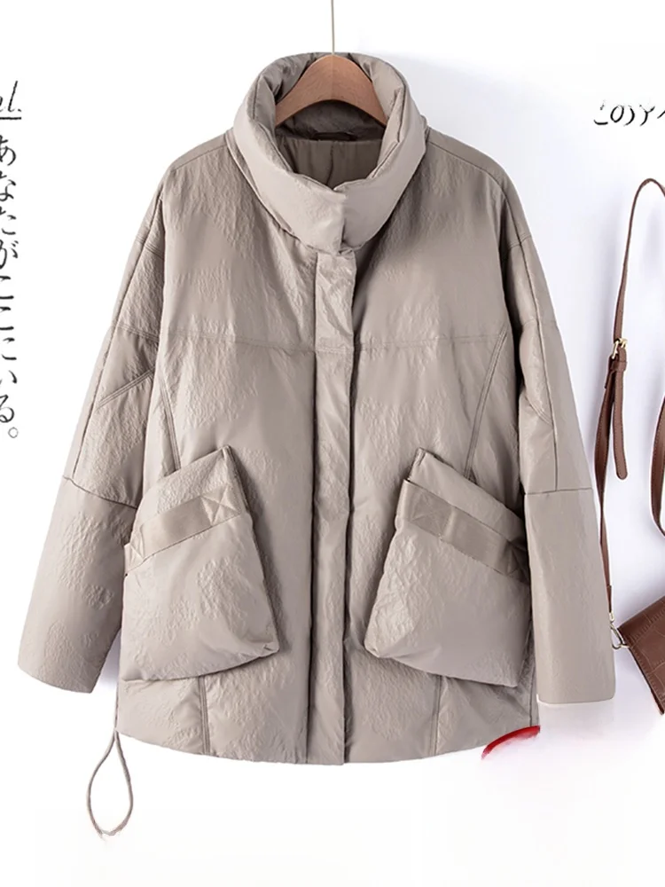 本革ダウンジャケット レディース 2025年新作 冬 杭州産羊革コート ルーズ 厚手 ファー付き 羊革 ロング ミドル丈