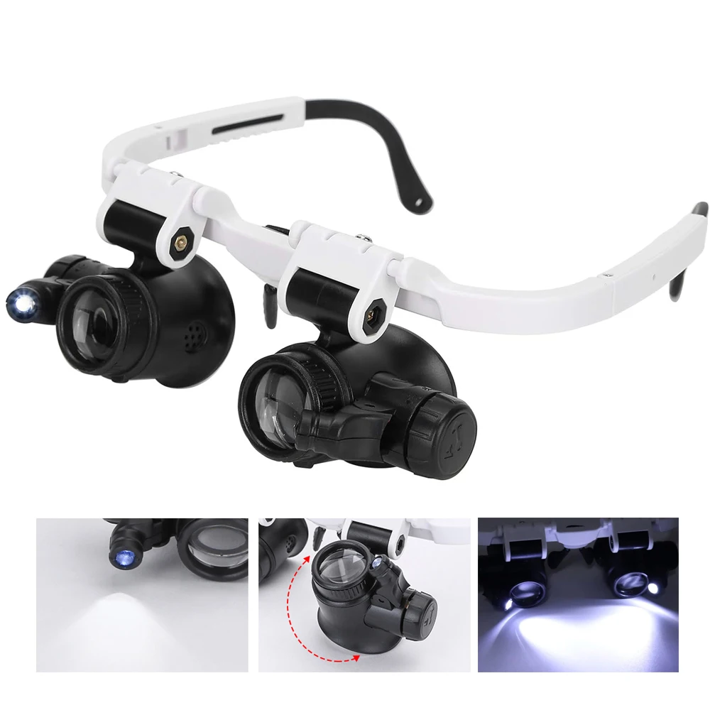 

Magnifying Glasses Watchmaker Magnifier With Light Magnification 8x / 15x to 23x Close Range Jeweler Loupe Headband Magnifier