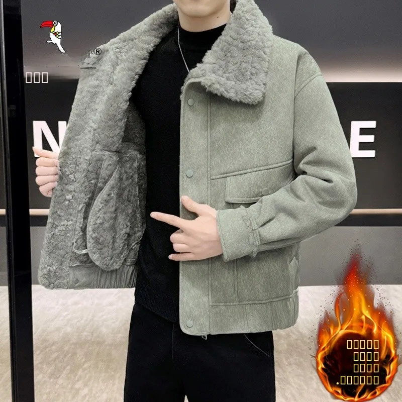 

TUCANO Winter Thiened Warmth Suede Jaet Youth Casual Long Sve Fur Lined Leather And Fur Inteated High Quali Motorc...