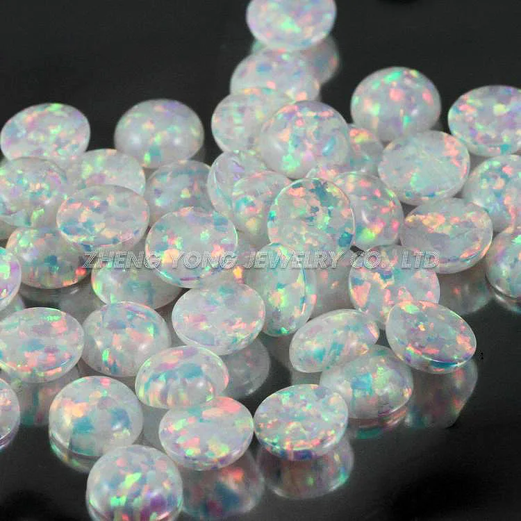 

5 Pieces Loose White Beads Round Cabochon Cut 1.5mm 6mm OP17 Synthetic Opal Gems