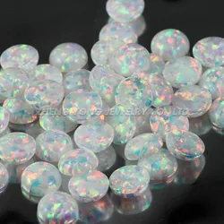 5 Pieces Loose White Beads Round Cabochon Cut 1.5mm 6mm OP17 Synthetic Opal Gems