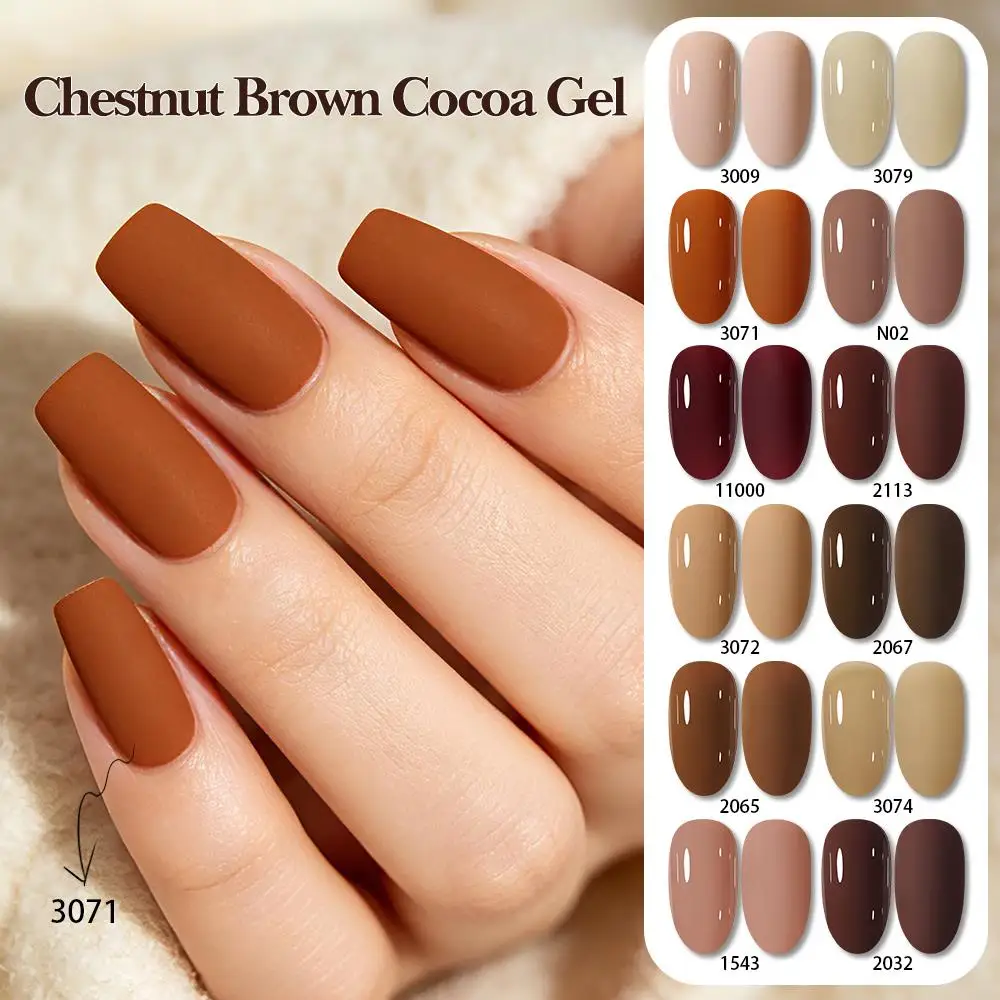 Clou Beaute Autumn Winter Gel Nail Polish Luxury Maillard Caramel Burgundy Dark Green UV LED Gel Varnish Nail Art Manicure view 3
