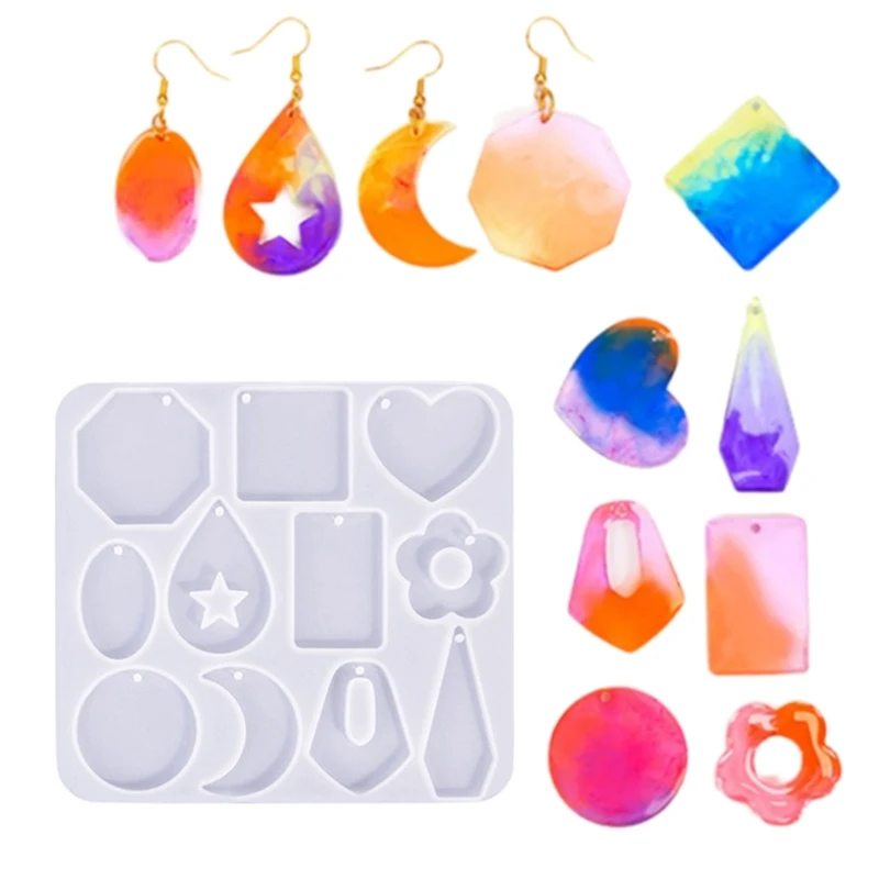 Geometric Earring Pendant Silicone Mold DIY Epoxy Resin Mould Handmade Jewelry Making Tool Necklace Keychain Craft