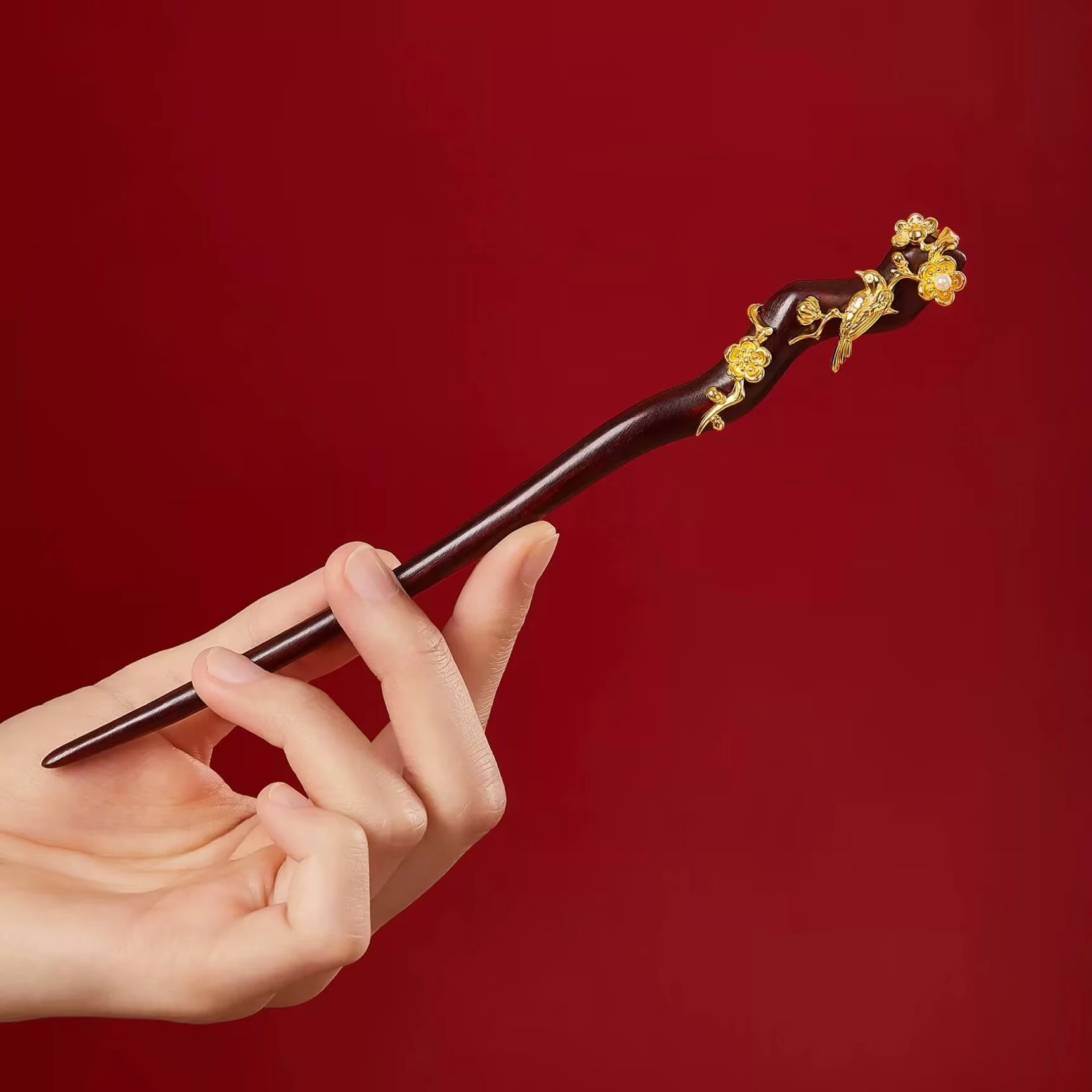 Exquisite Retro Black Wood Flower Tassel Women's Hair Stick New Chinese Style Hair Clip Hair Stick Hair Accessory Gift Headpiece