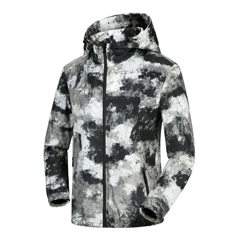 UETEEY 2024 Spring Autumn Jacket Men Camouflage Outdoor Windbreaker Hooded Coat Male Thin Breathable Loose Jackets Man Outwear