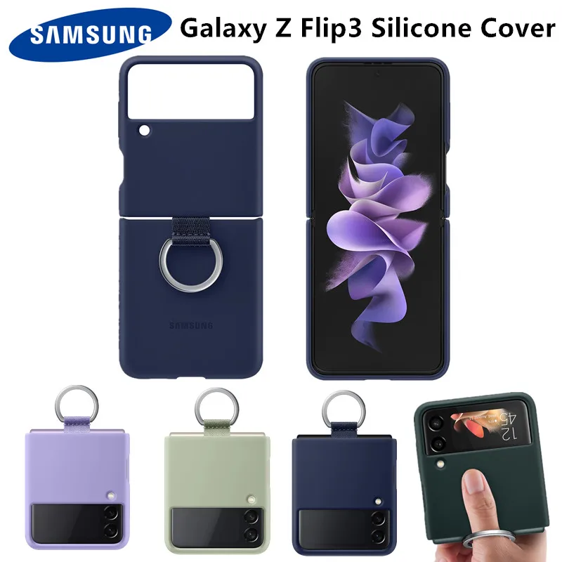 

Оригинальный чехол для Samsung Galaxy Z Flip3 5G, силиконовый чехол с кольцом, флип-чехол для телефона, прозрачные чехлы, EF-PF711