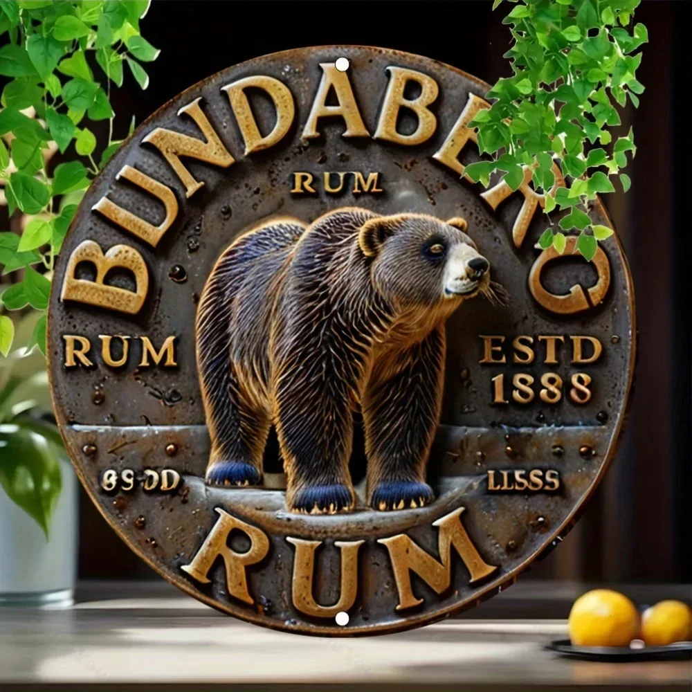 لافتة حائط عتيقة من Bundaberg Rum - لوحة معدنية مستديرة ثنائية الأبعاد مع تخفيف تقليد |   مثالية لديكور المنزل والحديقة