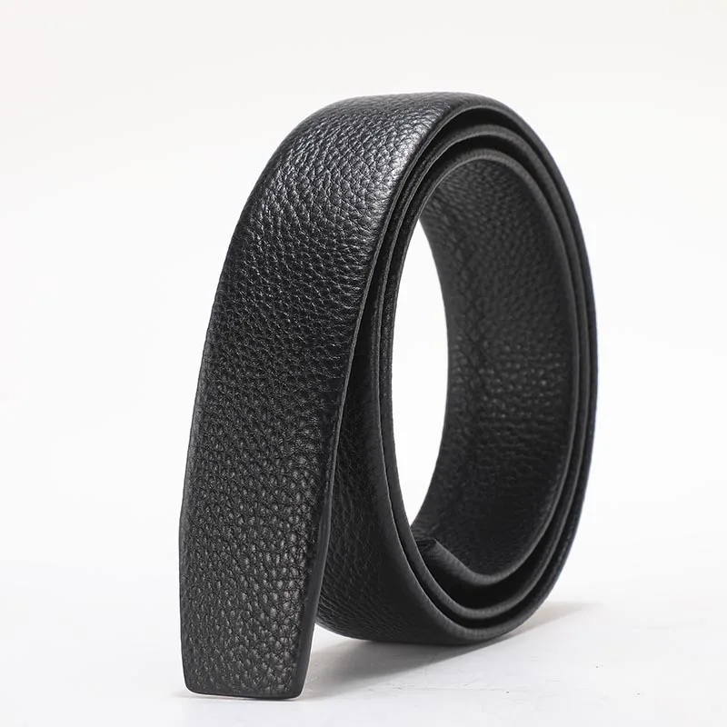 Men's Belt Without Buckle 3.5cm/1.37inch Width Brand High End Belts Black Soft PU Leather Men Belts Body No Buckle Strap