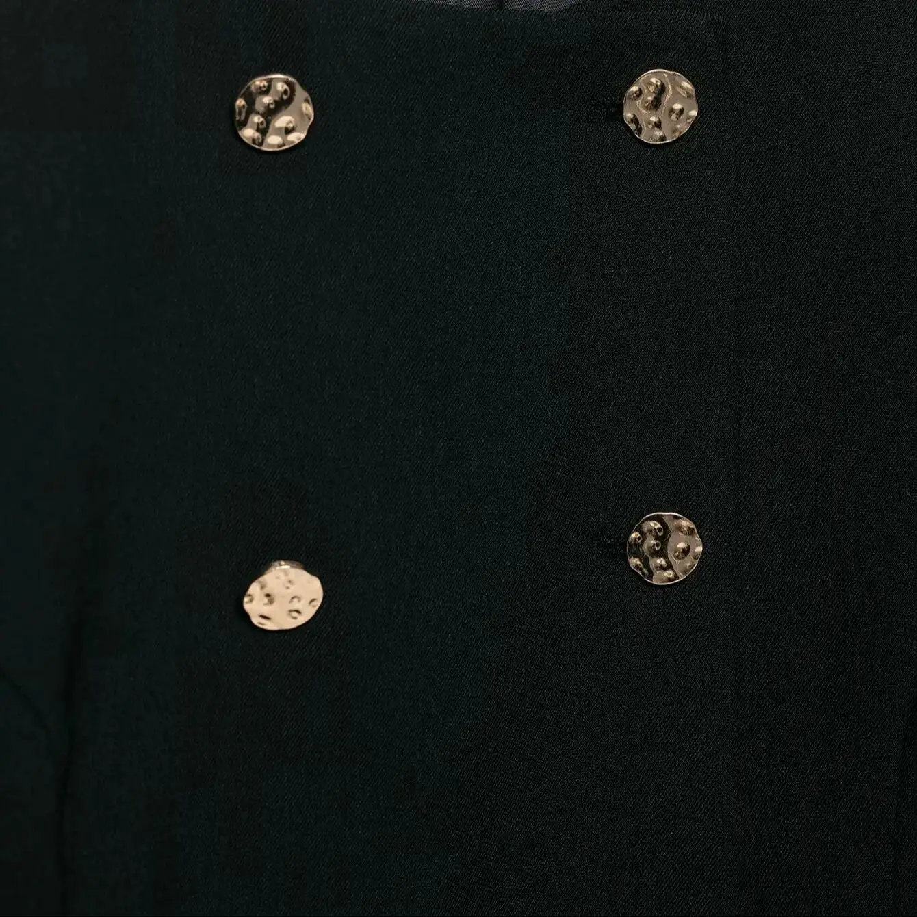 سترة نسائية سادة بأكمام طويلة ورقبة دائرية مزدوجة الصدر وأزرار معدنية سترة قصيرة ضيقة للمكتب