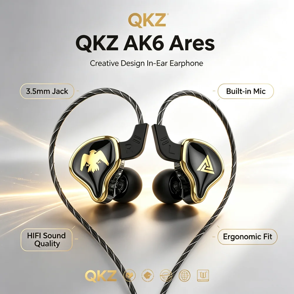 Dj Headphones Professional - QKZ AK6 ARES Earphone In-ear 3.5mm