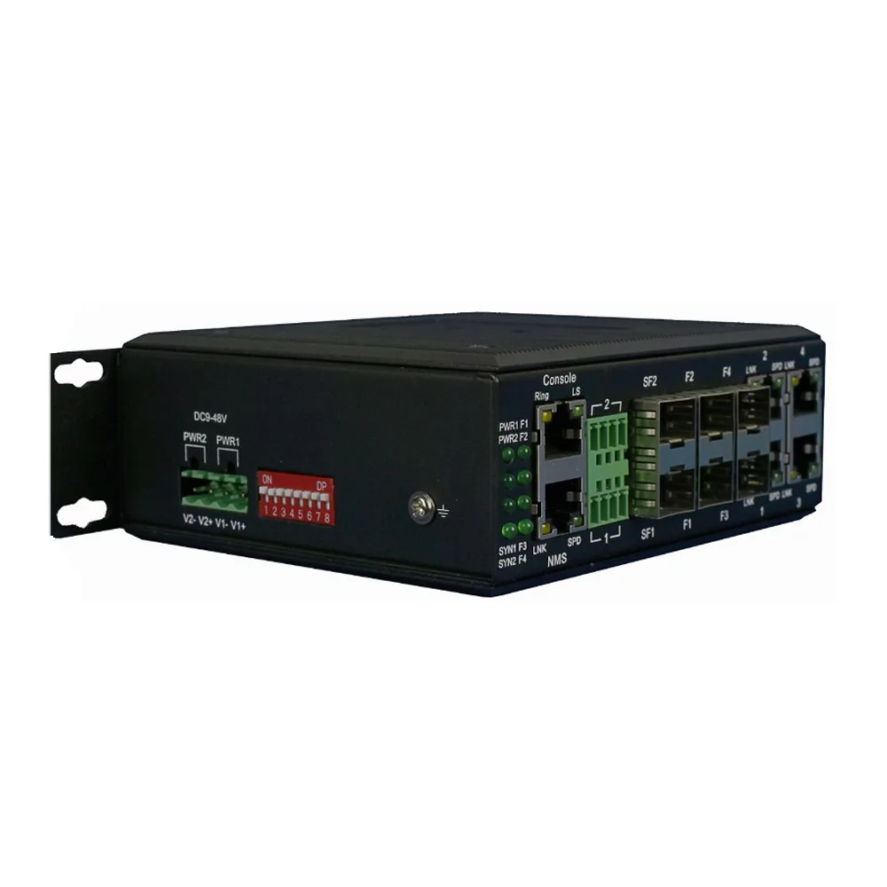 

Крепление на DIN-рейку, 4-портовый Ethernet 10/100M + 6-портовый SFP + 2-портовый последовательный промышленный коммутатор