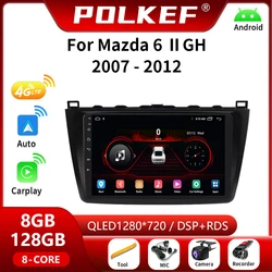 Autoradio Android 12 pour Mazda 6 GH 2007-2012, lecteur vidéo, navigation GPS, voix 4G, CarPlay sans fil, WiFi, DVD 2Din, limitation de voiture