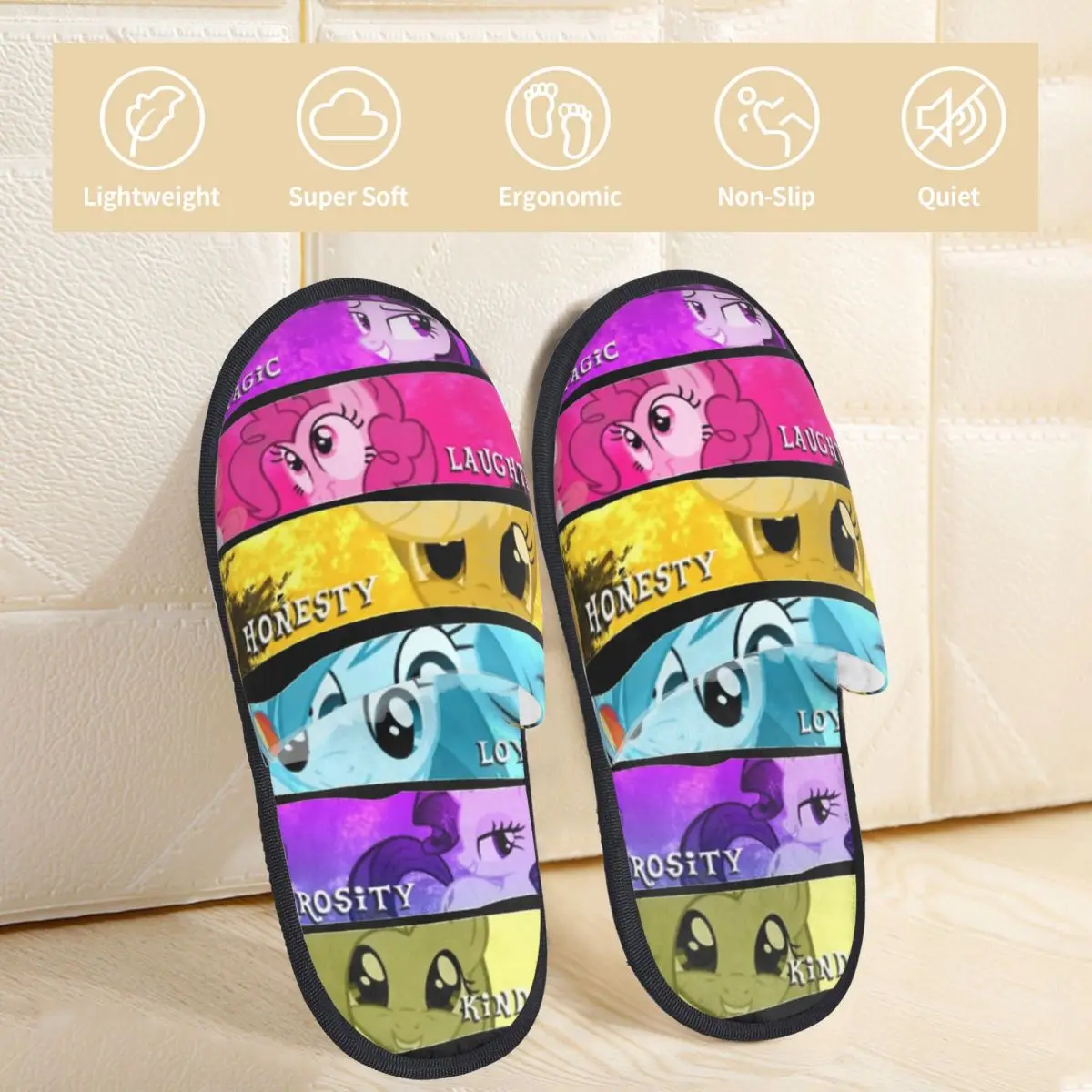 My Little Pony Bedroom Slippers with Memory Foam Slipper Gift for Unisex House Shoes with Anti-Skid Sole