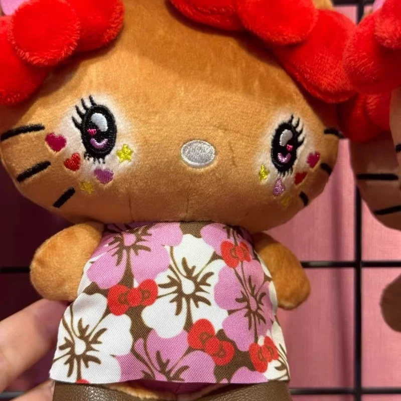 New Sanrio Kitty Black Leather Hot Girl Outfit Plush Doll Cute Pendant Cute Toy Birthday Gift Table Decoration Children'S Toy