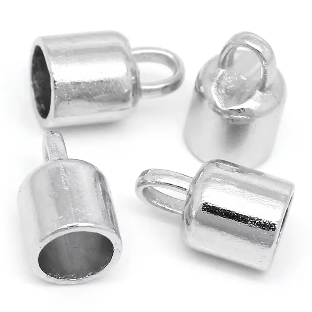 

10Pcs Silver Tone End Tips Beads Caps Fit For Necklaces Bracelets Cord Jewelry Diy Findings 14x8mm