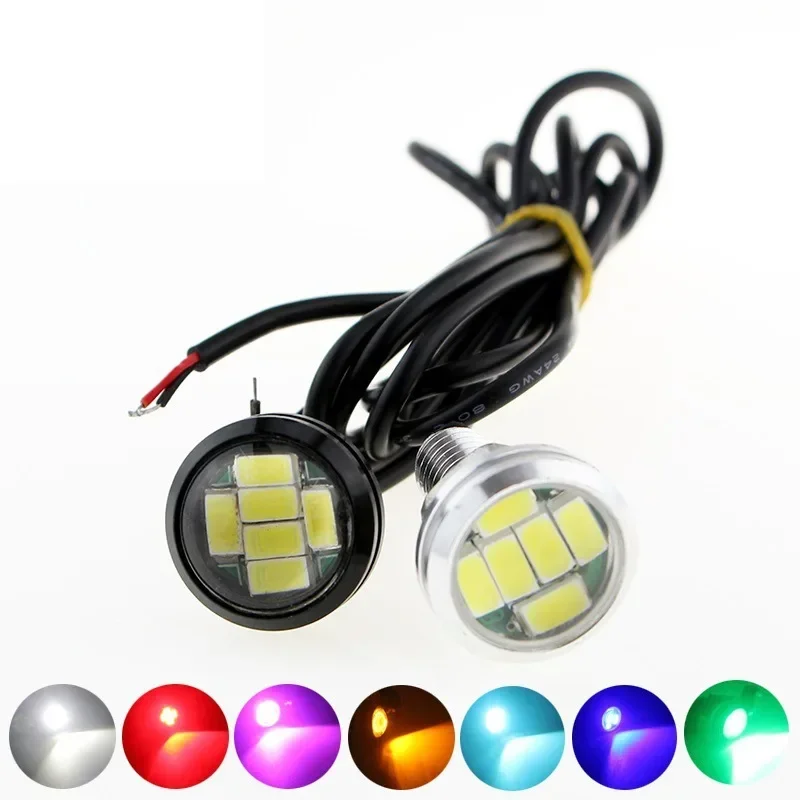 2PCS Eagle Eyes Led Light 12V 23MM 6SMD LED Multicolor Aluminum Reverse Parking Fog Lamp Light Daytime Running Lights DRL