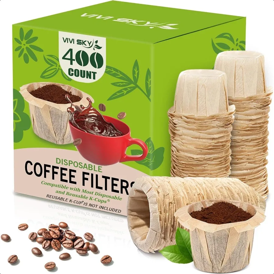 

K Cup Coffee Filters400 Count Coffee Filter Paper Filters for Keurg Brewers Single Serve 1.0 and 2.0 Use with Reusable K Cup C