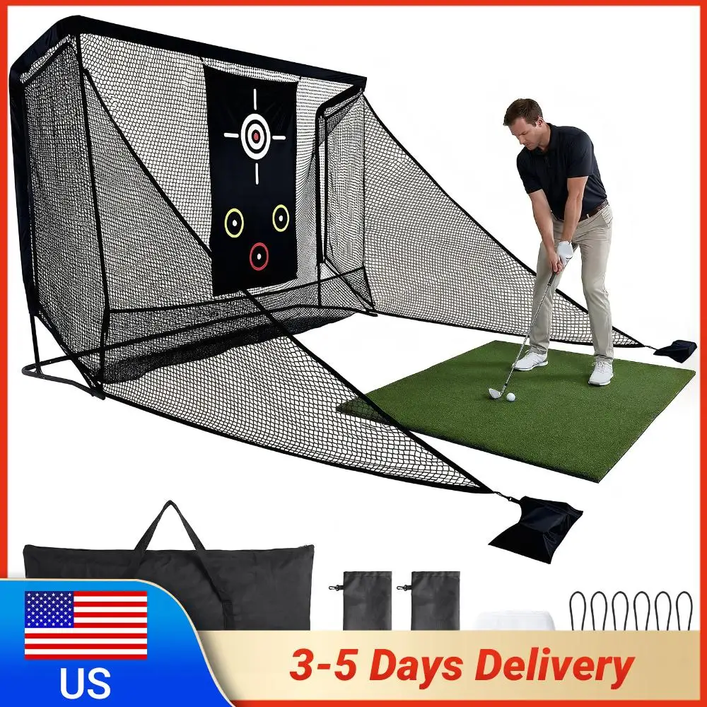 

10x7ft Golf Hitting Net with 2 Side Barriers & Storage Bag Golf Hitting Practice Net for Backyard Garage Indoor Driving Chipping