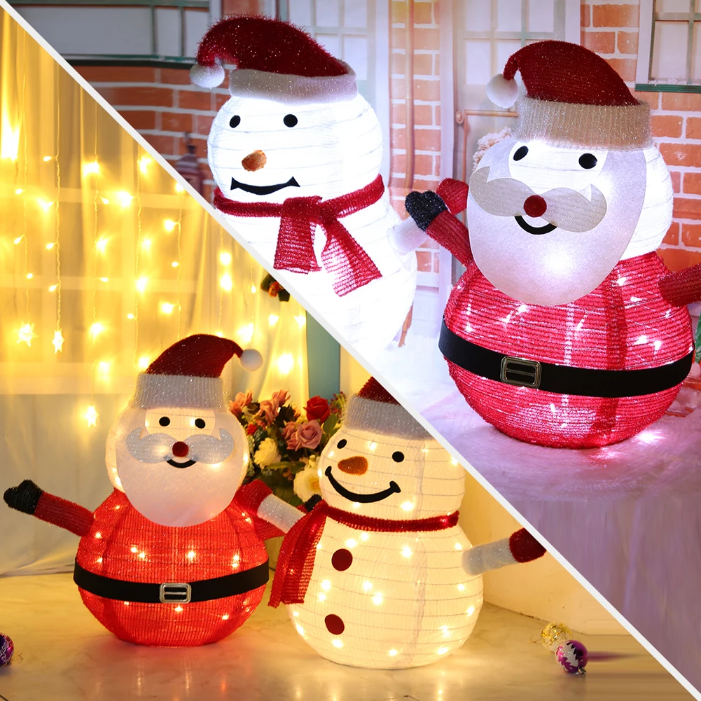 

Luminous Christmas Decor Glowing Snowman Santa Light Waterproof with 40 LED Light Xmas Ornaments for Outdoor Lawn Decor