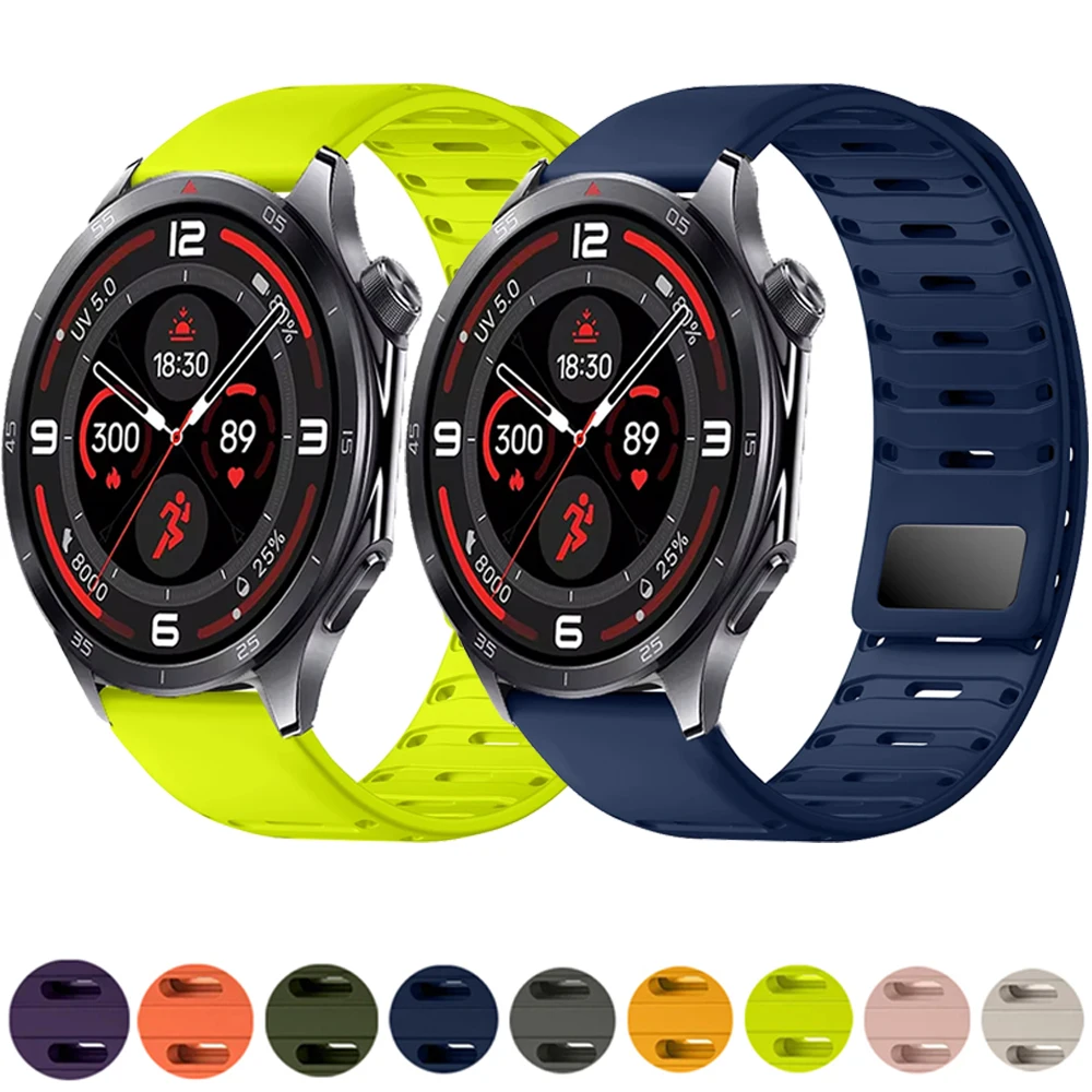 22mm Breathable Silicone Strap for OnePlus Watch 46mm/3/2/2R Magnetic Bracelet Correa for OPPO Watch X/X2/OPPO Watch 4 Pro Band