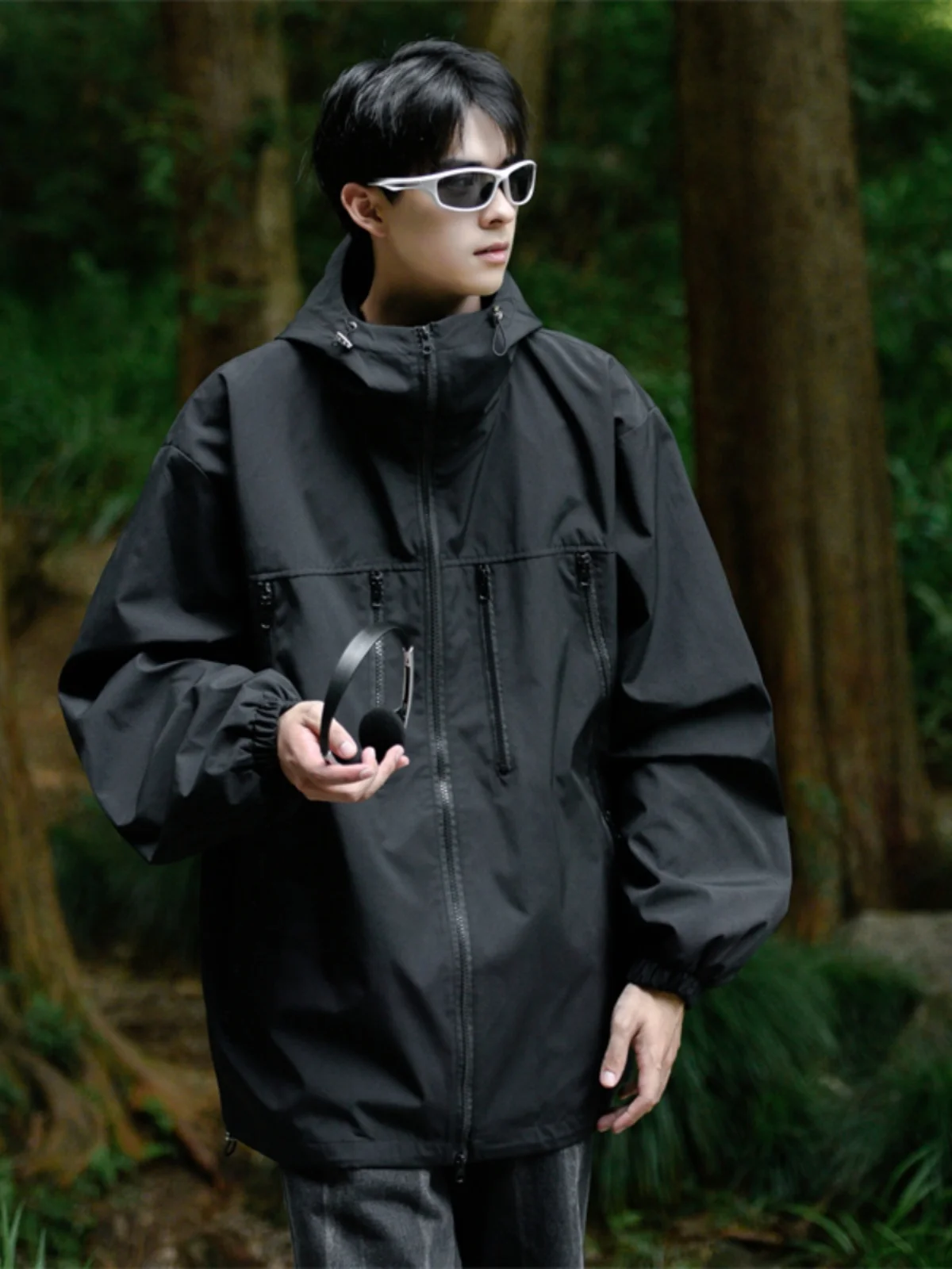 

Мужская демисезонная куртка-худи на молнии, повседневная, свободного кроя, спортивная, ветрозащитная, модная