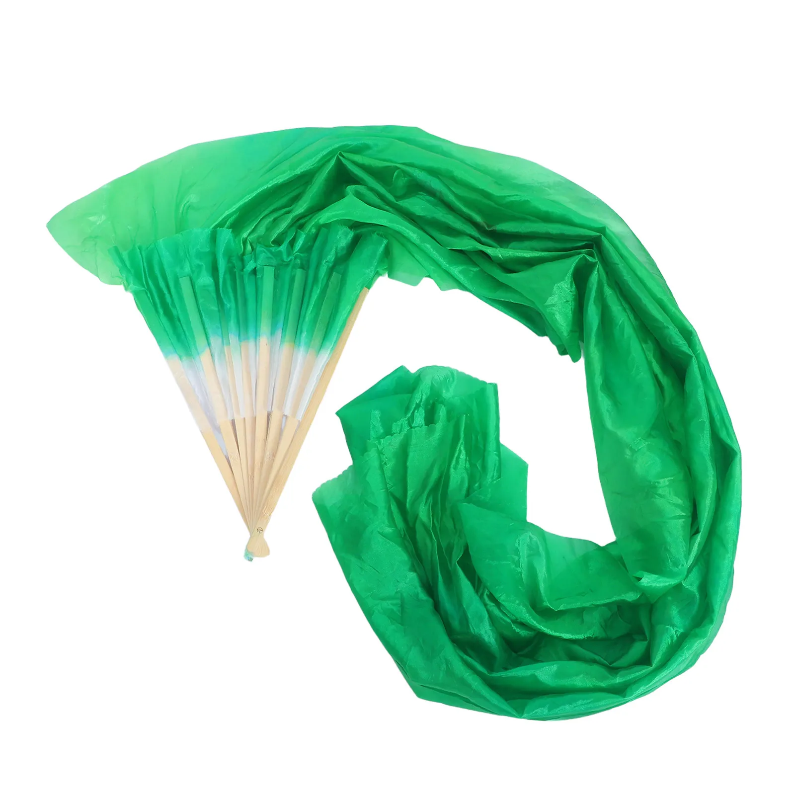 

Long Folding Silk Fan for Belly Dance Gradient Color Lightweight Elegant Flexible Fan Veil for Stage School Folk