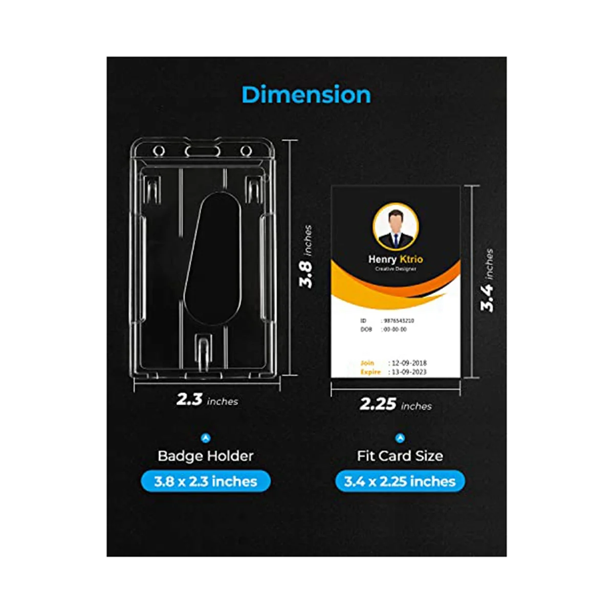 2 шт., вертикальный жесткий пластиковый держатель для значков с отделением для большого пальца